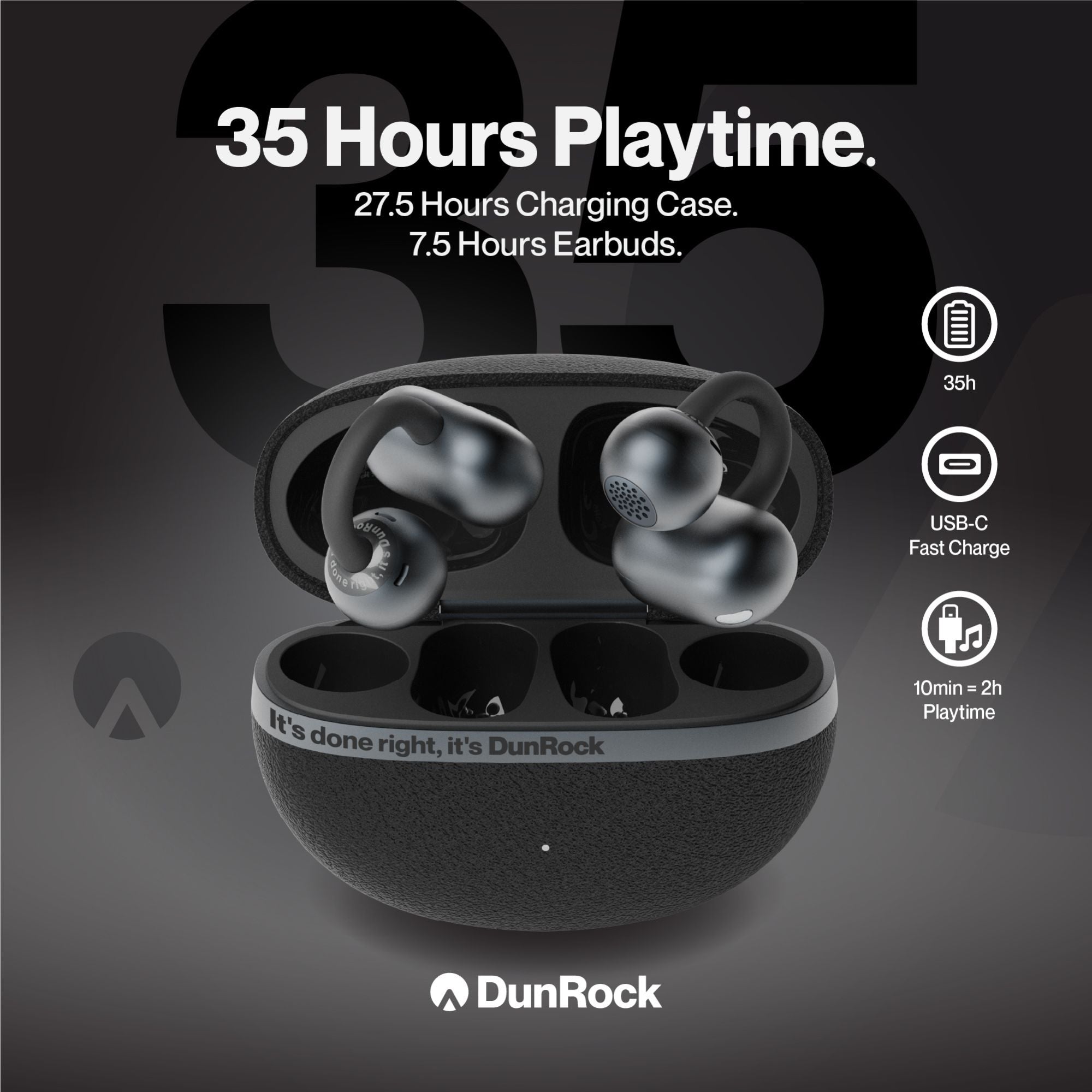 DunRock Clip - Earclips Bluetoooth Earbuds - Open Ear